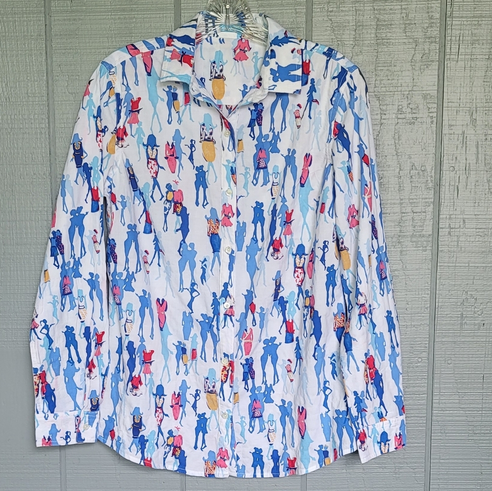 J. MacLaughlin Printed Button-Front Shirt. Size XS